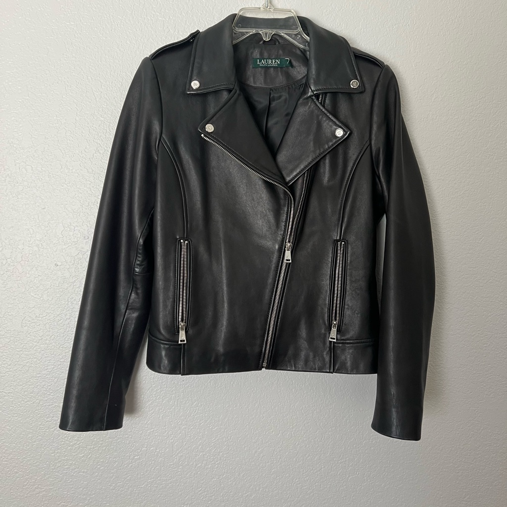 Lauren By Ralph Lauren- Genuine Leather Moto Jacket